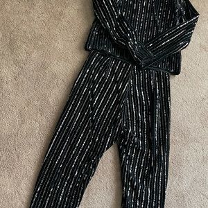 Two piece  velvet and sequins pant and shi…